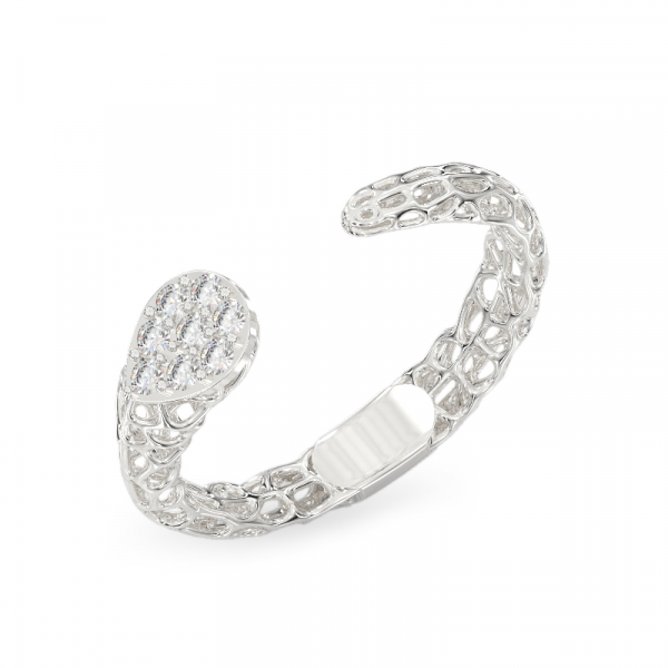 Valgest kullast sõrmus „Õrn Koraal“