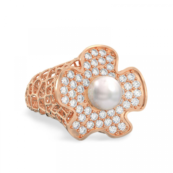 Roosakullast sõrmus lille kujundusega