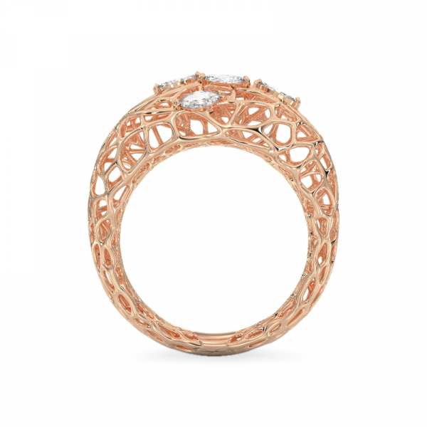 Roosakullast sõrmus koralliga „Kastepiisad“