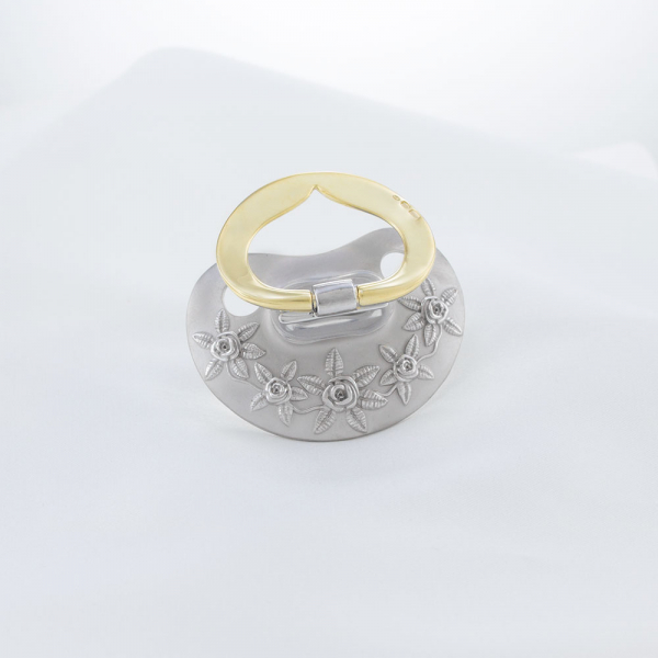 Silver Baby Pacifier  Roses