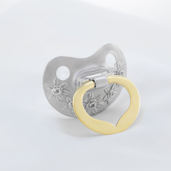 Silver Baby Pacifier  Roses