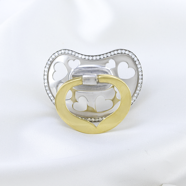 Silver Baby Pacifier  Hearts