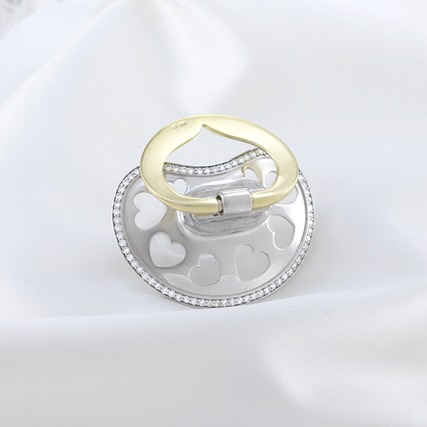 Silver Baby Pacifier  Hearts